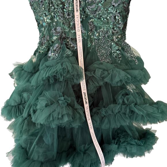Mac Duggal 20645 Embellished Tulle Mini‎ Dress Hunter Green Size 2 NWT - Picture 7 of 10